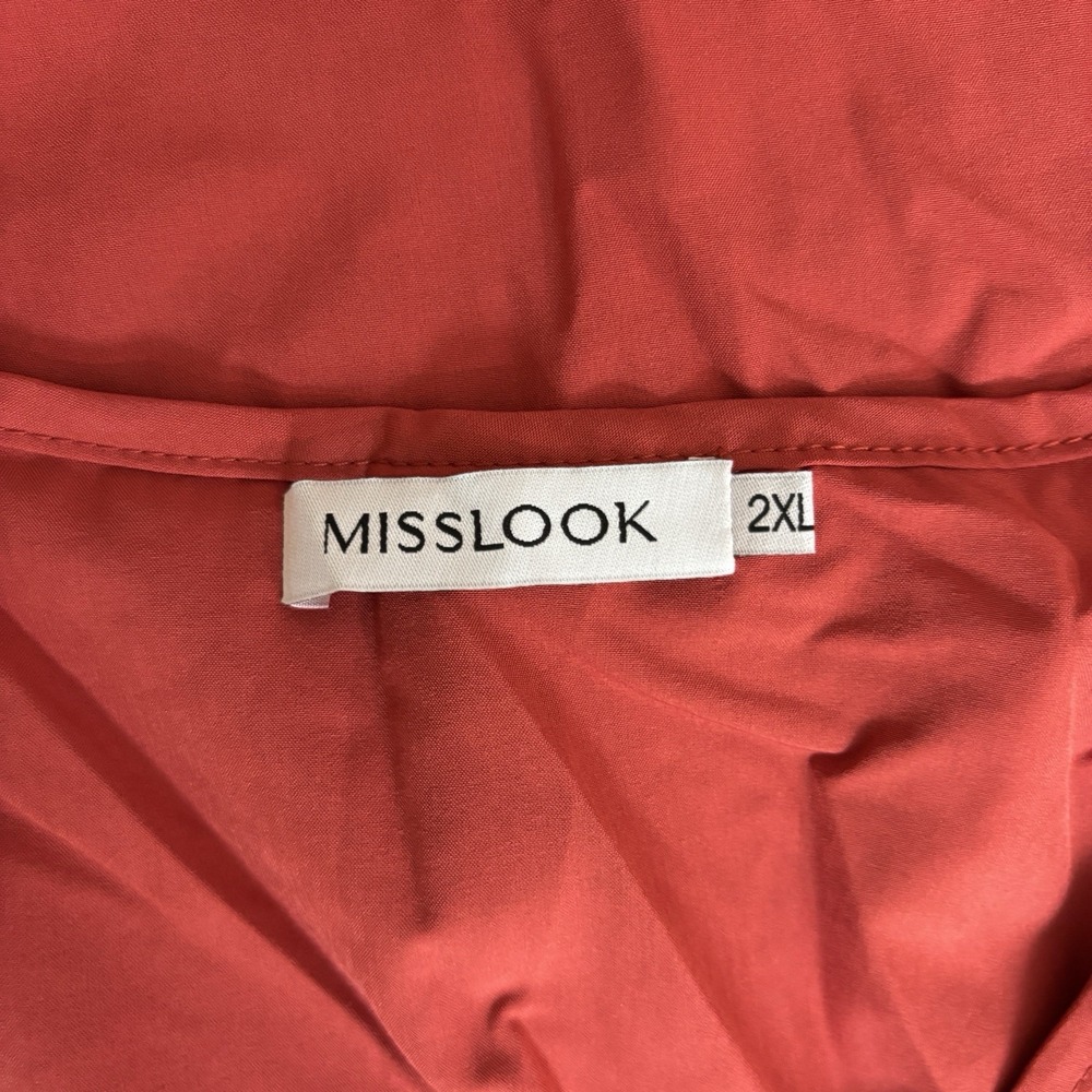 Misslook Floral Embroidered Flutter Sleeve V-Neck Blouse‎ Red/Orange Top 2XL - Picture 10 of 12